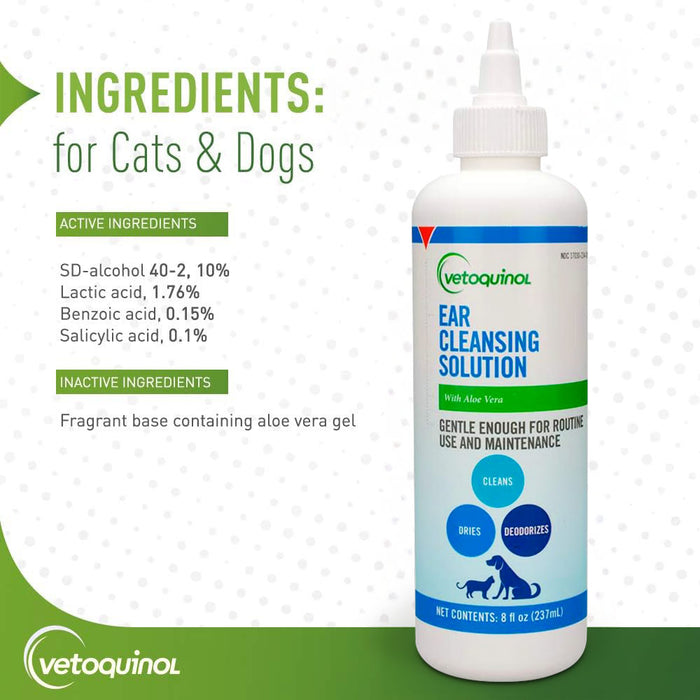 Vetoquinol Ear Cleansing Solution with Aloe for Dogs & Cats
