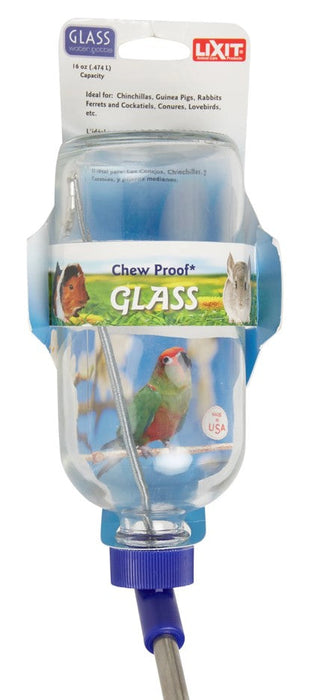 Lixit Glass Water Bottle and tube,stopper 16 oz  LBG16 Size 16oz