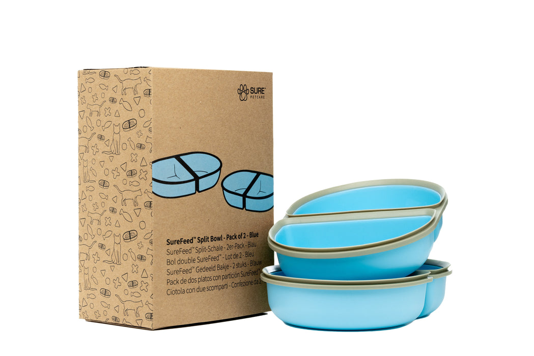 SureFeed Split Bowl, 2pk Color Blue