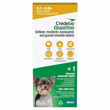 Rx Credelio Quattro Flea & Tick Chewable Tablets for Dogs