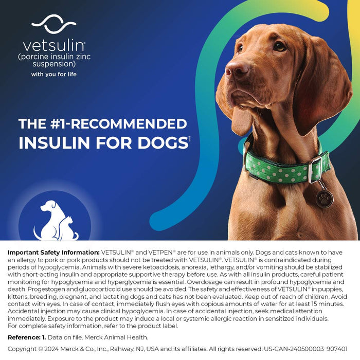 Rx Vetsulin (porcine insulin zinc suspension) for Dogs & Cats, 40 units/mL Injectable, 10 mL