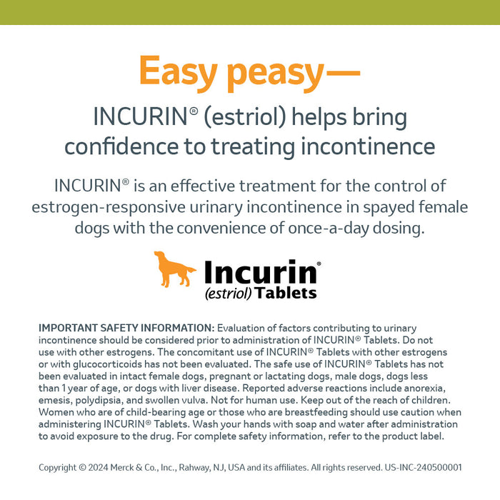 Rx Incurin (estriol) 1 mg Tablets for Dogs