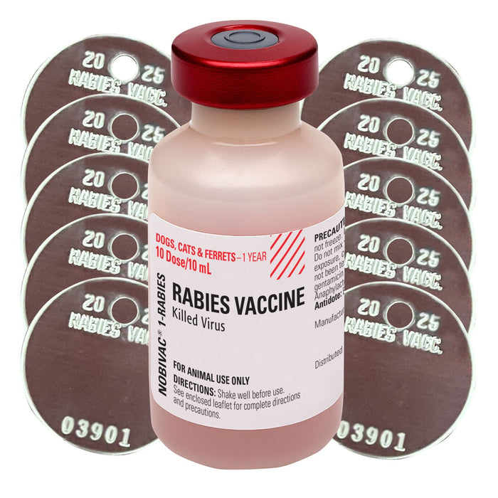 Rx Nobivac 1 Rabies Vaccine, 1 x 10ml Vial Kit with Tags
