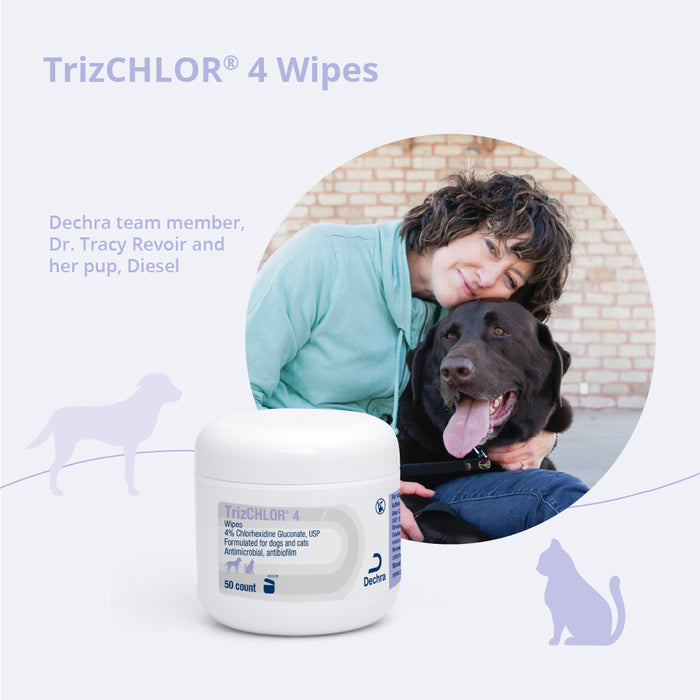 TrizCHLOR 4 Wipes for Dogs and Cats, 50 ct