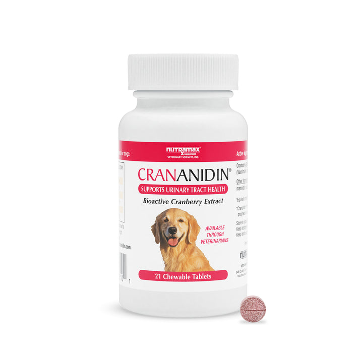 Nutramax Crananidin - Cranberry Extract Urinary Tract Health Supplement for Dogs, 75 Chewable Tablets