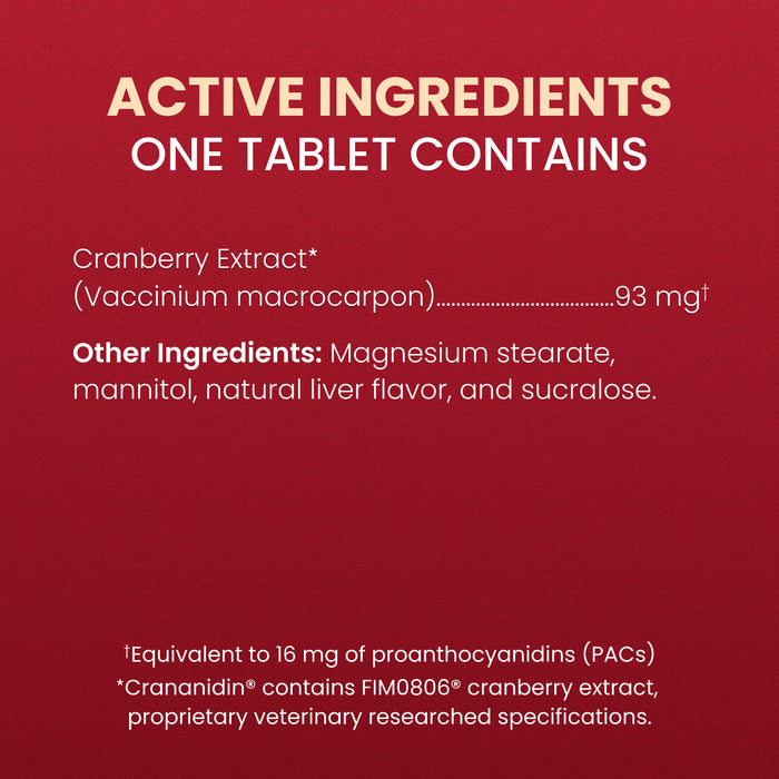 Nutramax Crananidin - Cranberry Extract Urinary Tract Health Supplement for Dogs, 75 Chewable Tablets