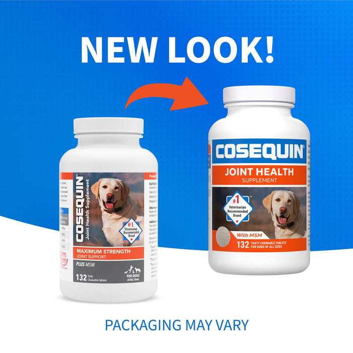 Nutramax Cosequin Maximum Strength Joint Health Plus MSM Supplement for Dogs, Chewable Tablets