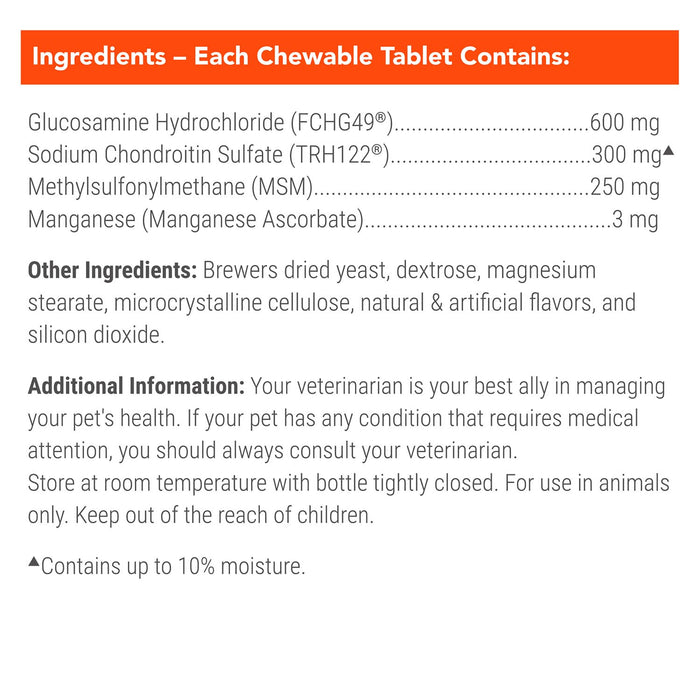 Nutramax Cosequin Maximum Strength Joint Health Plus MSM Supplement for Dogs, Chewable Tablets