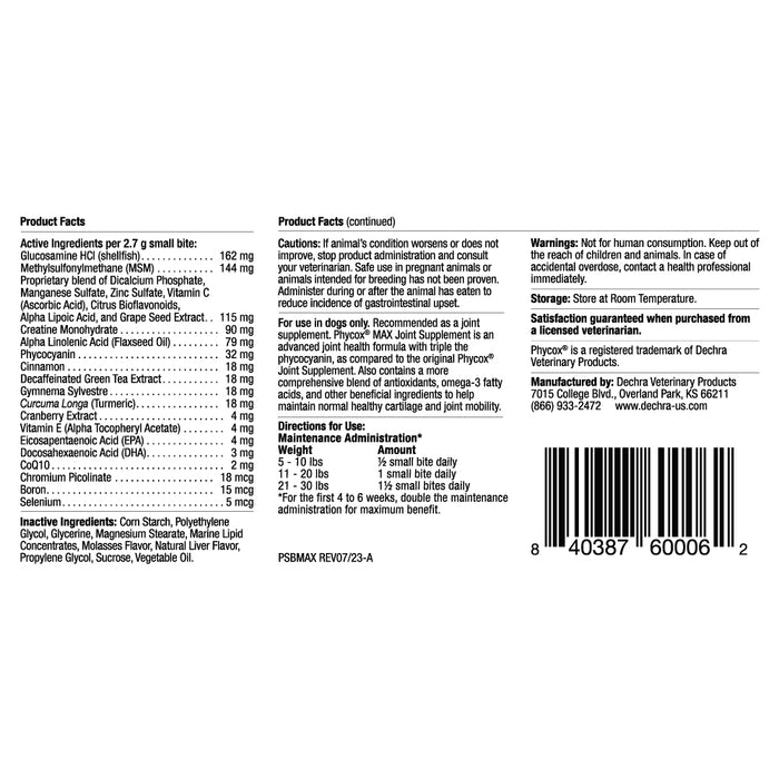 Phycox Max Canine Small Bites, 120 ct