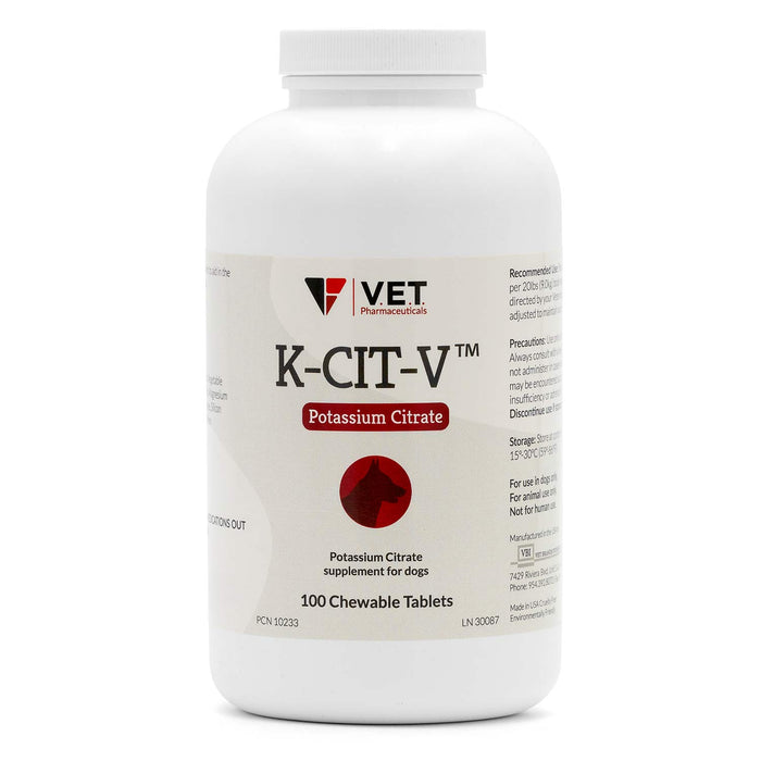 K-CIT-V Potassium Citrate for Dogs, 100 Chewable Tablets