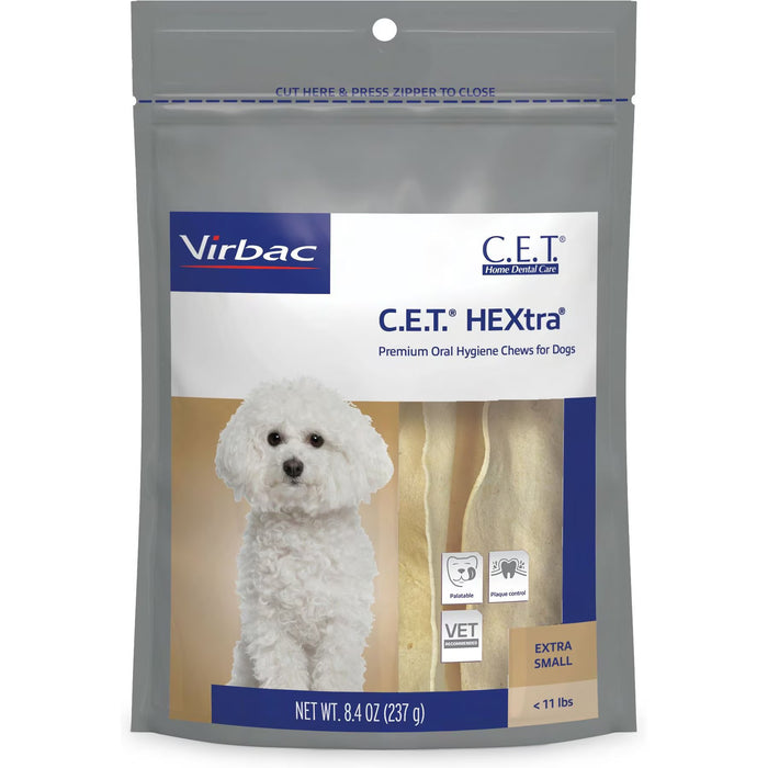 Virbac C.E.T. HEXtra Premium Dental Oral Hygiene Chews for Dogs, 30 ct