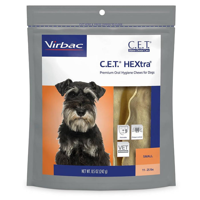 Virbac C.E.T. HEXtra Premium Dental Oral Hygiene Chews for Dogs, 30 ct