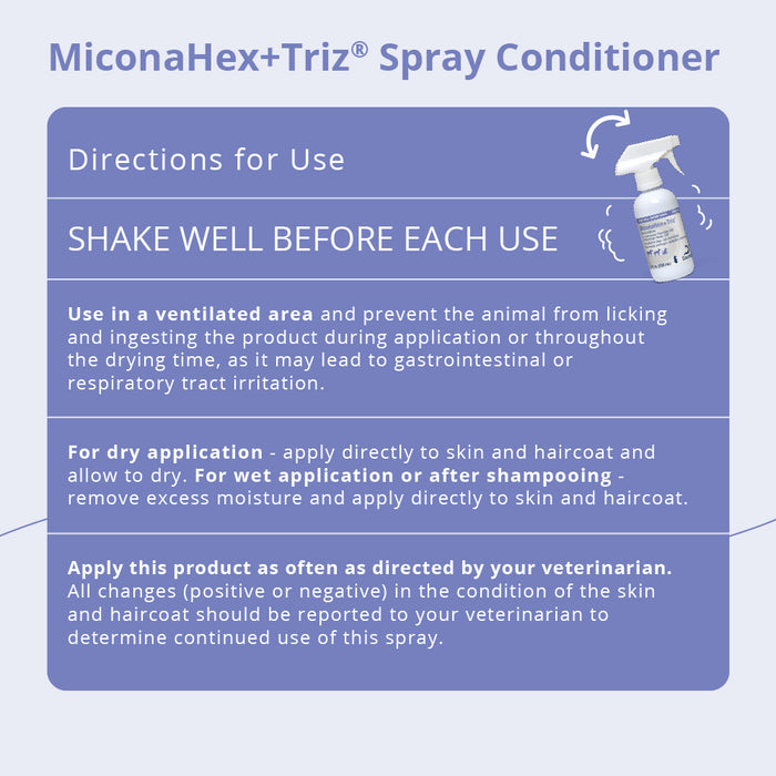 Miconahex+Triz Antimicrobial Spray Conditioner for Dogs, Cats, and Horses