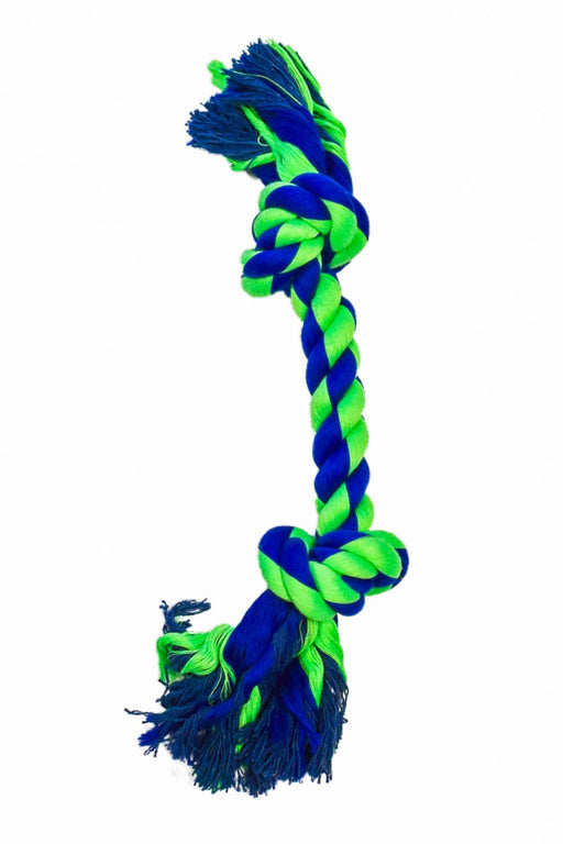 2 Knot Rope Dog Bone Tug Toy - 1S118 - Blue/Green - 10" - 7