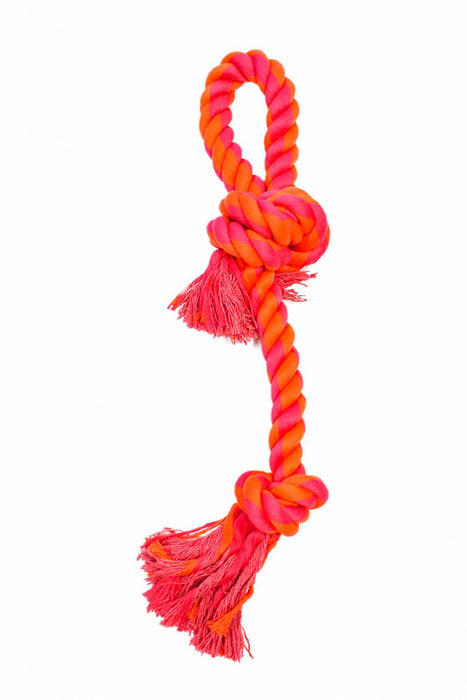 2 Knot Bone with Loop Handle Rope - 1S135 - Orange/Magenta - 2