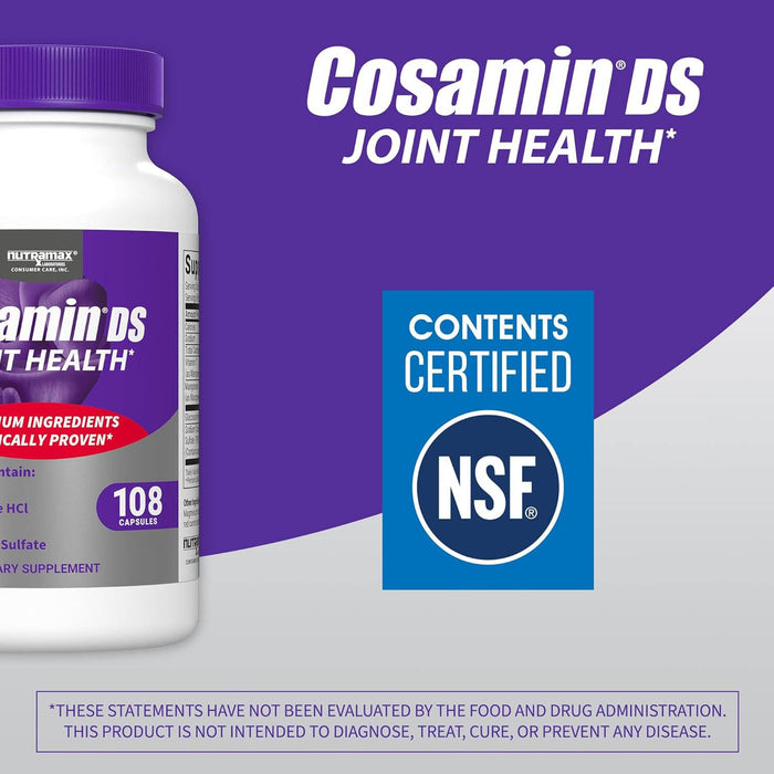 Nutramax Cosamin DS Joint Health Supplement with Glucosamine & Chondroitin for Men’s & Womens Joint Health, 108 Capsules Size 108