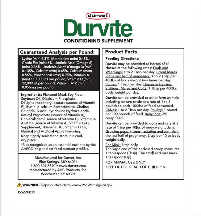 Durvite Multi-Species Conditioning Supplement, 25 lbs
