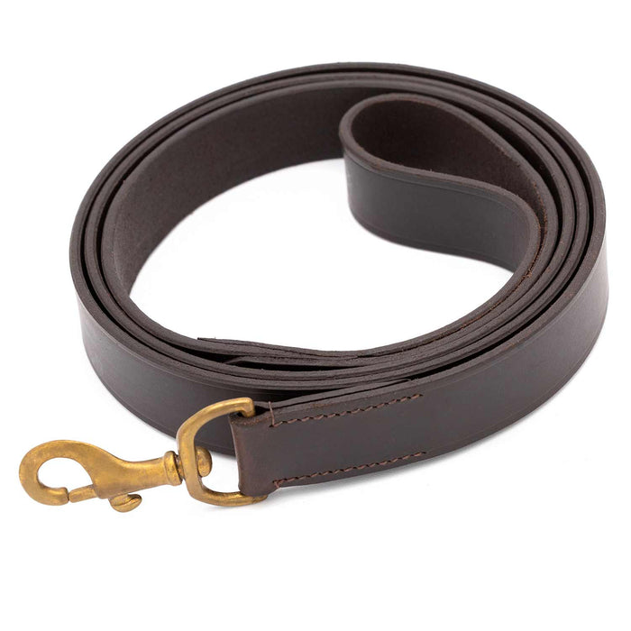 Jeffers Flat Leather Dog Leash with Hand Strap Handle, 6'L