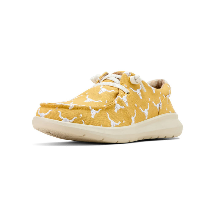 Ariat Womens Hilo Doodle Shoes, Mustard Steer Head Print, Color Mustard