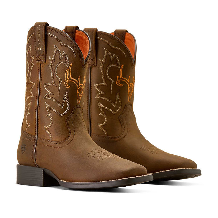 Ariat Youth Deer Ridge Wide Square Toe Western Boot Color Brown