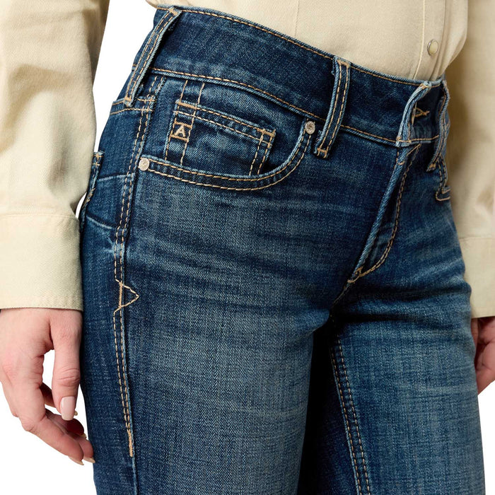 Ariat Womens Mid Rise Fiona Boot Cut Jeans Color blue