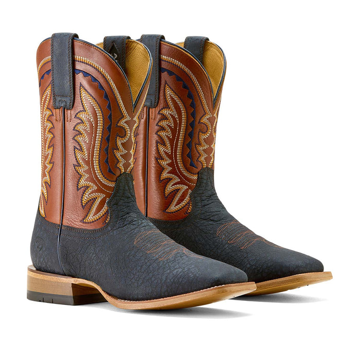 Ariat Mens Rock Ridge Wide Square Toe Western Boot Color Navy Bison