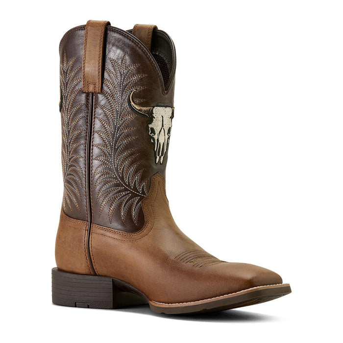 Ariat Mens Sport Steer Skull Boo Color D=Sandstorm & Chocolate