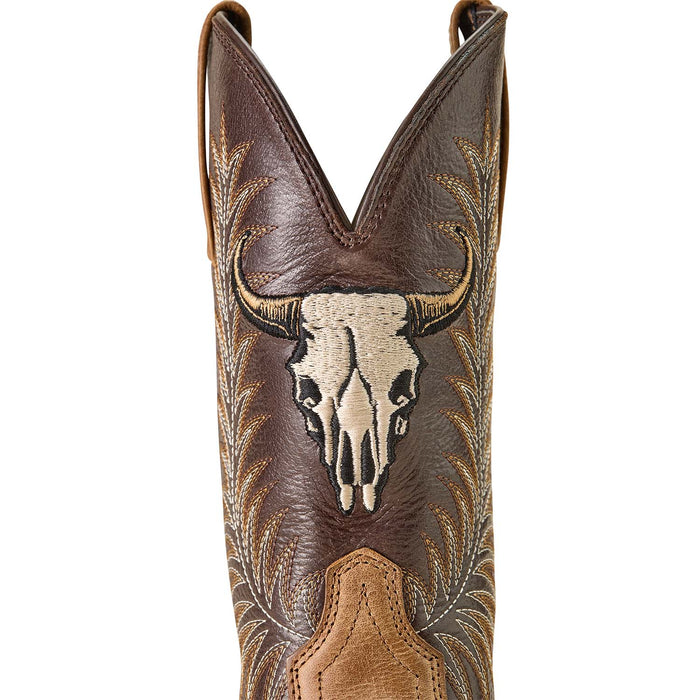 Ariat Mens Sport Steer Skull Boo Color D=Sandstorm & Chocolate