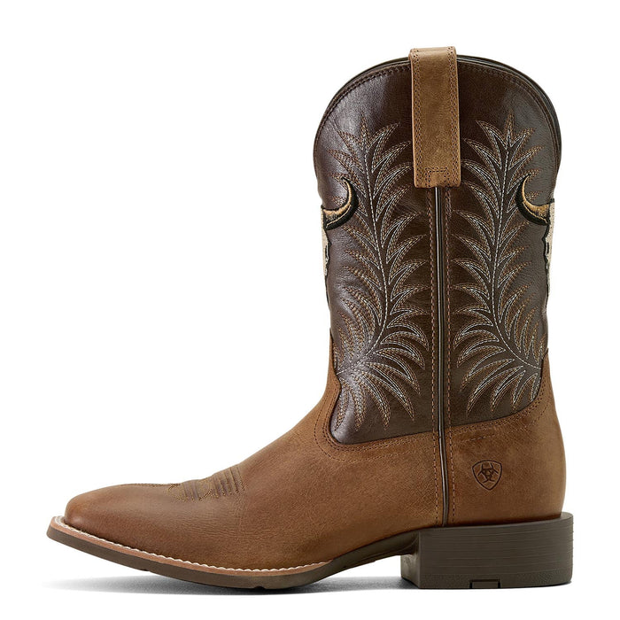Ariat Mens Sport Steer Skull Boo Color D=Sandstorm & Chocolate