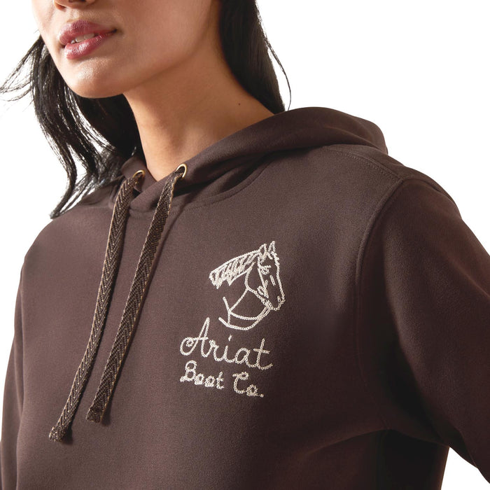 Ariat Womens Stitched Horseshoe Full Zip Hoodie Color Brown
