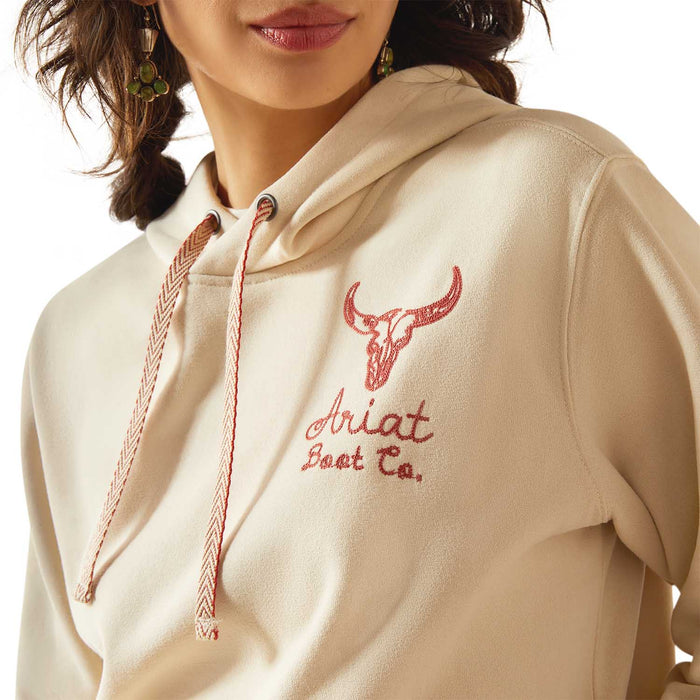 Ariat Womens Stitched Horseshoe Full Zip Hoodie Color Oyster Grey