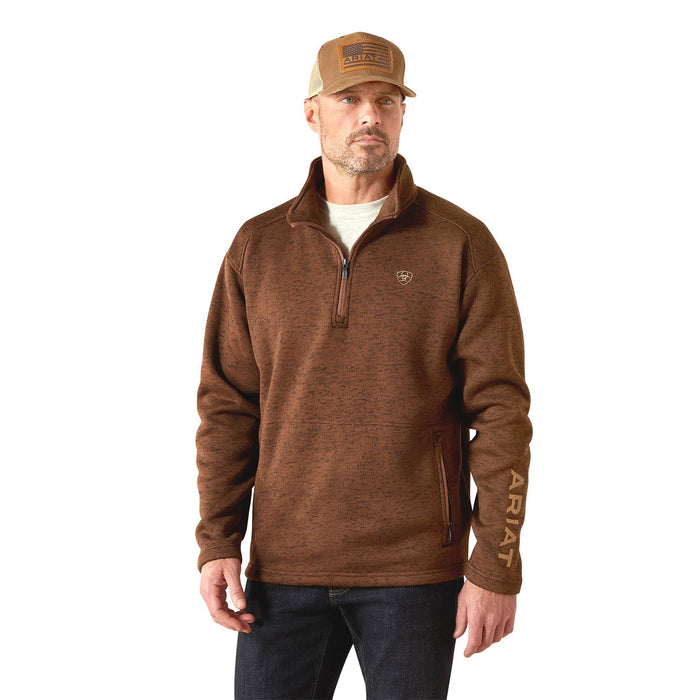 Ariat Mens Caldwell 1/4 Zip Pullover Sweater Color Brown