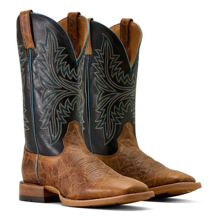 Ariat Mens Cowhand Wide Square Toe Cowboy Boot, Smoked Tan Color Brown
