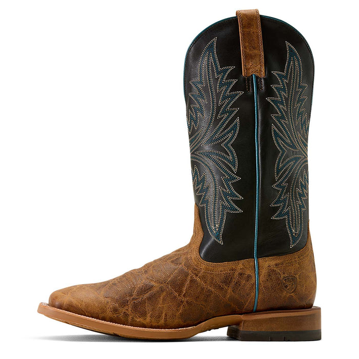 Ariat Mens Cowhand Wide Square Toe Cowboy Boot, Smoked Tan Color Brown
