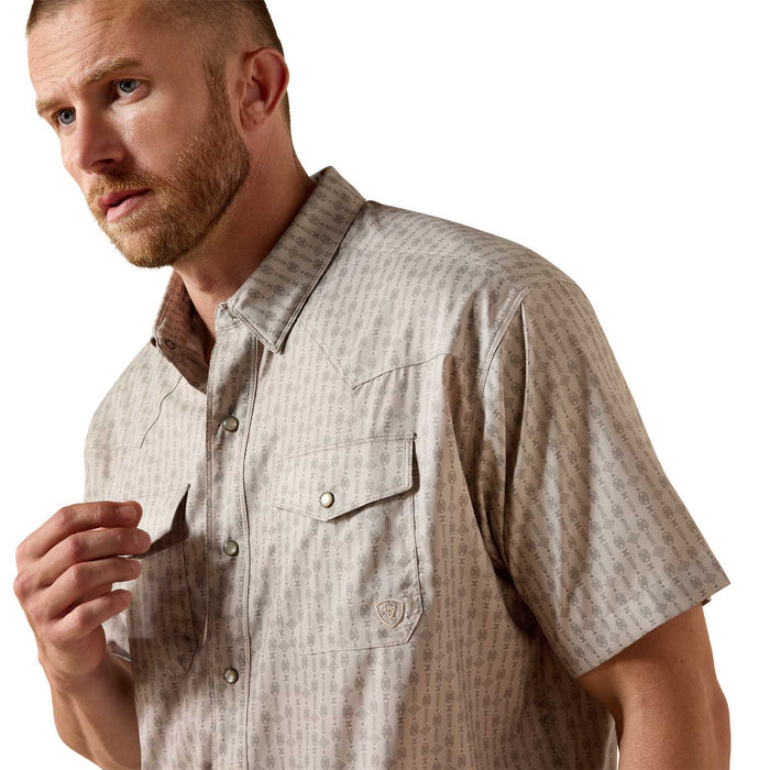 Ariat Mens Western VentTek Short Sleeve Snap Shirt Color Gray