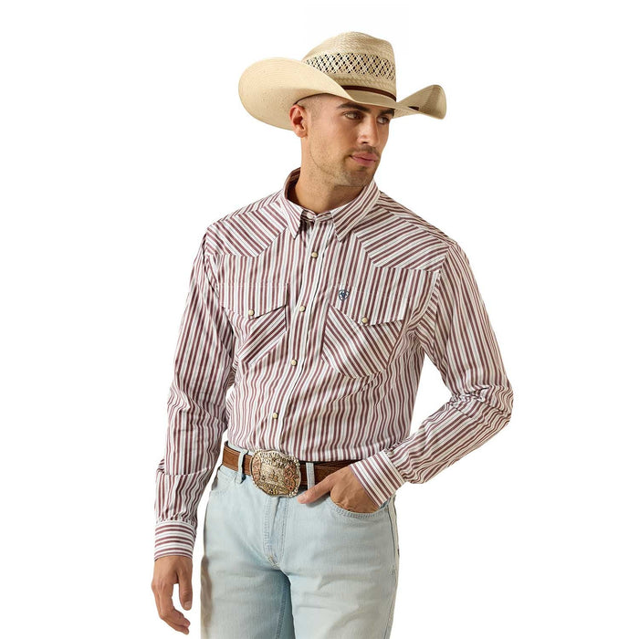 Ariat Mens Pro Series Fitted Long Sleeve Snap Shirt Color White