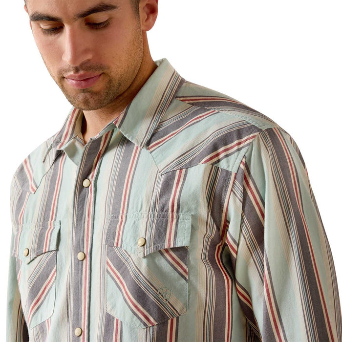 Ariat Mens Retro Long Sleeve Snap Shirt Color Blue