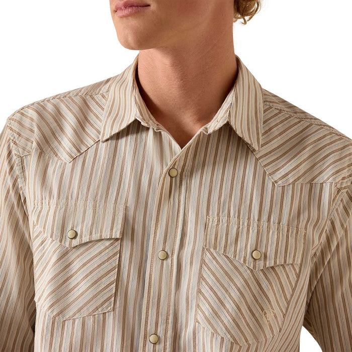 Ariat Mens Retro Long Sleeve Snap Shirt Color Beige