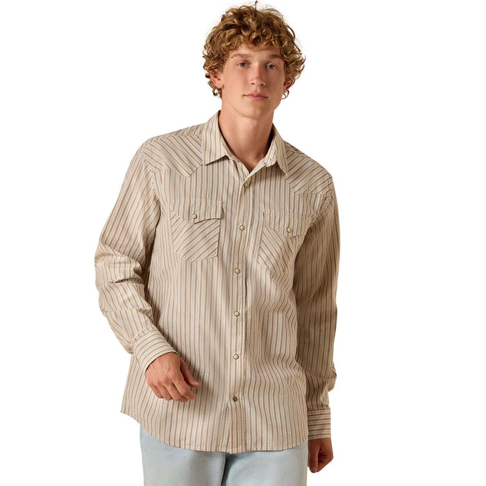 Ariat Mens Retro Long Sleeve Snap Shirt Color Beige