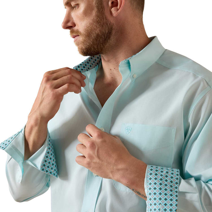 Ariat Mens Wrinkle Free Long Sleeve Shirt Color Blue