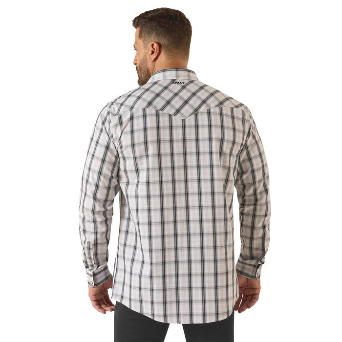 Ariat Mens Wrinkle Free Fitted Long Sleeve Snap Shirt Color White