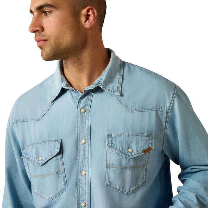 Ariat Mens Classic Cowboy Denim Long Sleeve Shirt Color Blue