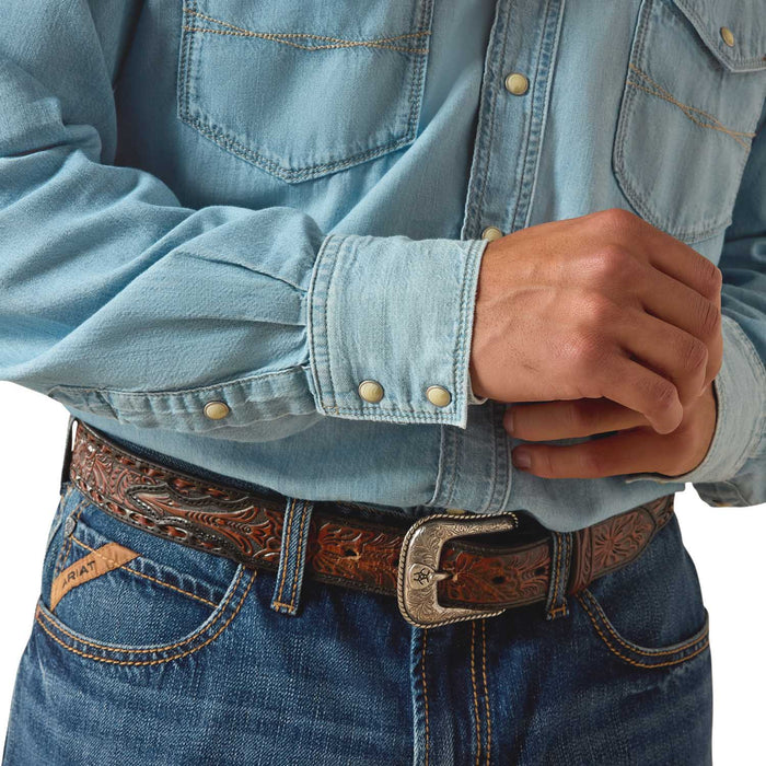 Ariat Mens Classic Cowboy Denim Long Sleeve Shirt Color Blue