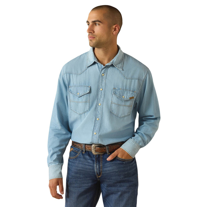 Ariat Mens Classic Cowboy Denim Long Sleeve Shirt Color Blue
