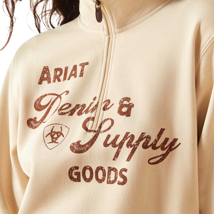 Ariat Womens Denim & Supply 1/2 Zip Sweatshirt Color Oyster Grey