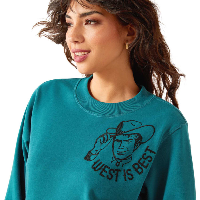 Ariat Womens Essential Sendero West is Best Sweatshirt Color Teal