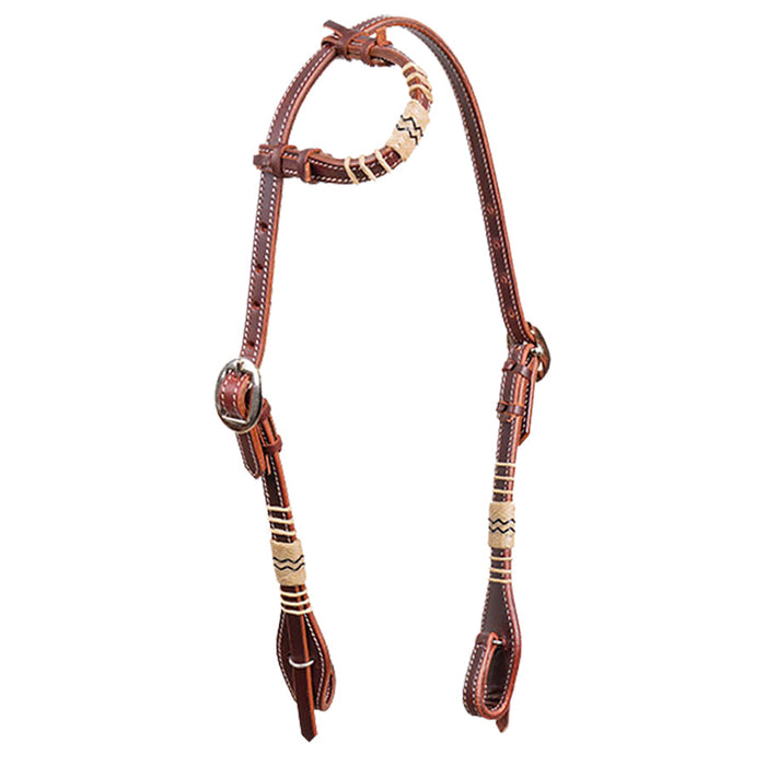 Latigo and Rawhide One Ear Leather Headstall Color Latigo