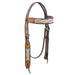 Cody Pro Blue & Beige Inlay Browband Headstall with Floral Tooling Color Brown