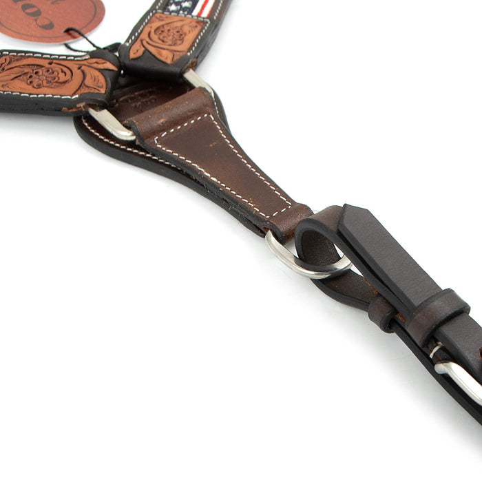 Cody Pro Stars & Stripes Breast Collar with Floral Tooling