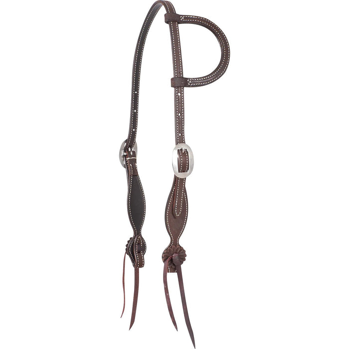 Martin Saddlery Split Ear Headstall with Rosette Strings Color Brown